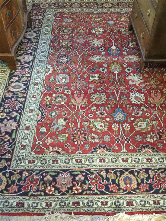 Red & blue fringed carpet